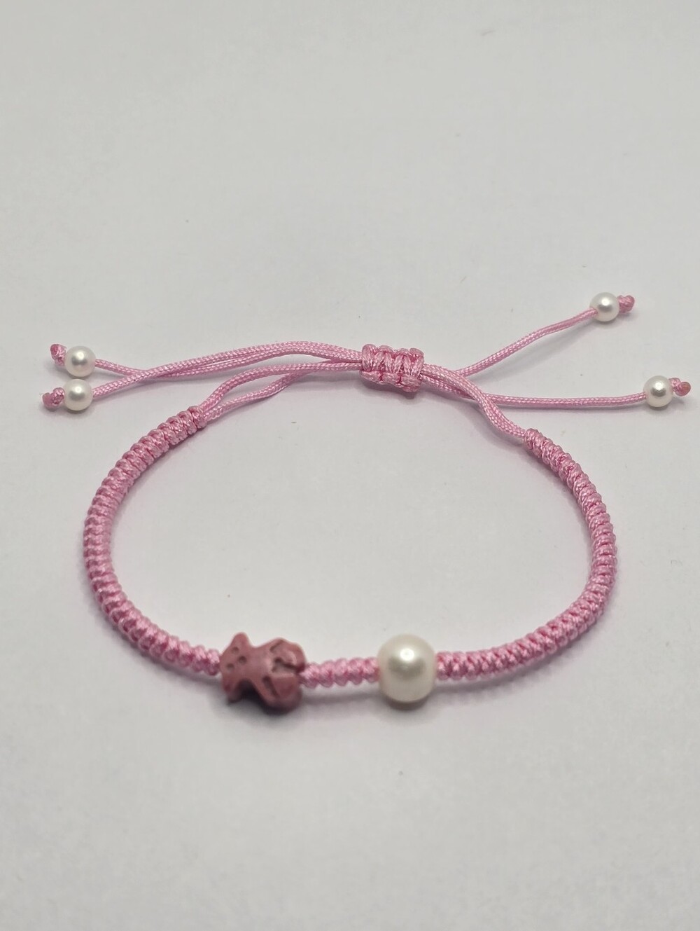 Tous Rhodonite and pearl Tibet Bracelet with Bear motif